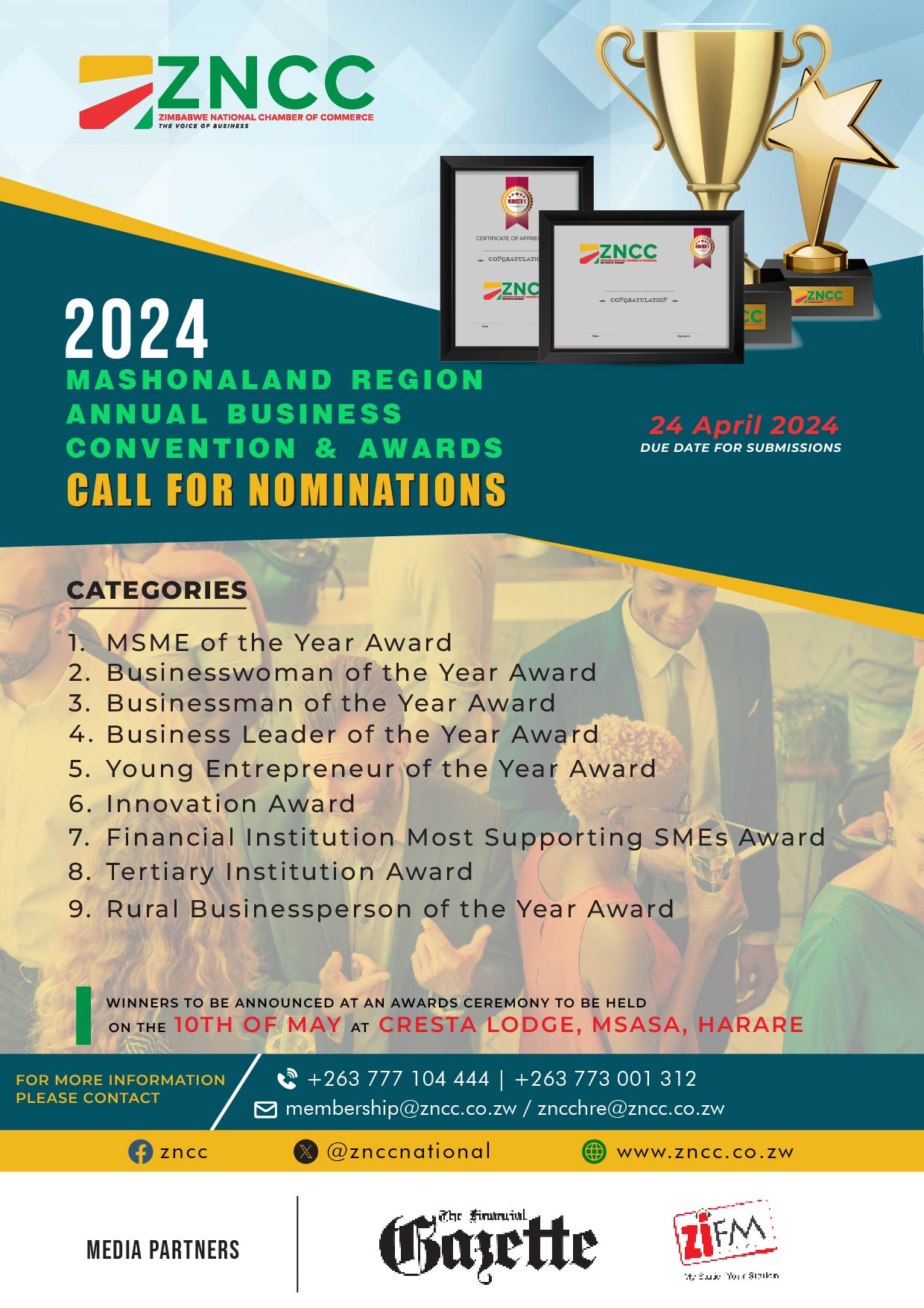 CALL FOR NOMINATIONS: 2024 ZNCC MASHONALAND REGION ANNUAL BUSINESS AWARDS